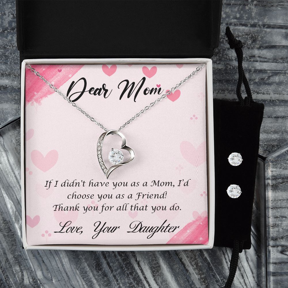 Dear Mom-Happy Mother’s Day! Forever Love Necklace and Cubic Zirconia Earring Set