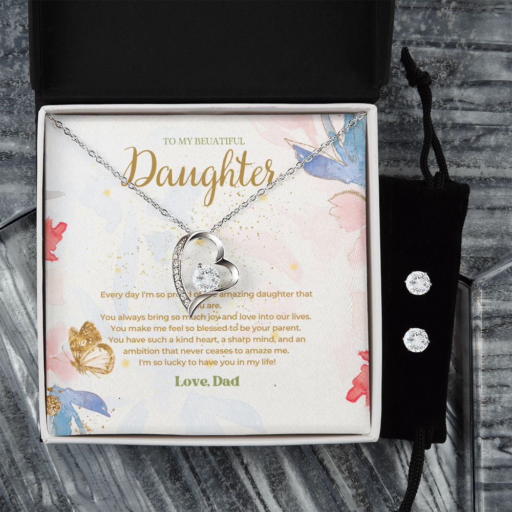 13 Forever Love Necklace and Cubic Zirconia Earring Set