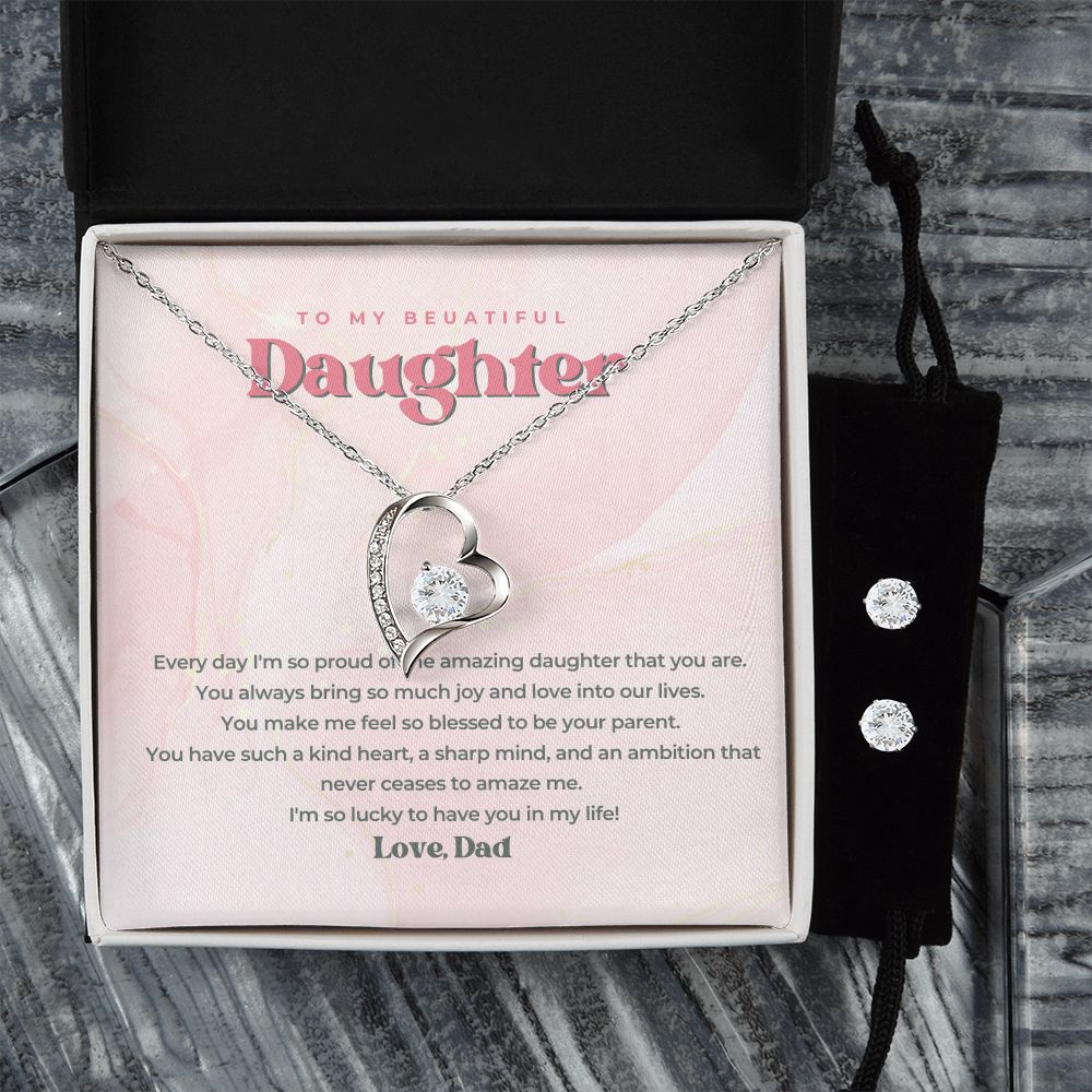 15 Forever Love Necklace and Cubic Zirconia Earring Set