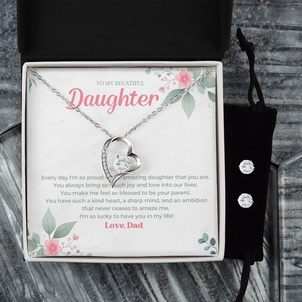 14 Forever Love Necklace and Cubic Zirconia Earring Set