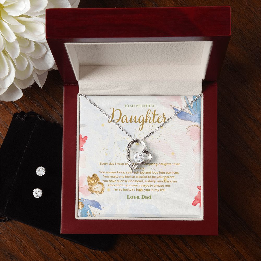 13 Forever Love Necklace and Cubic Zirconia Earring Set