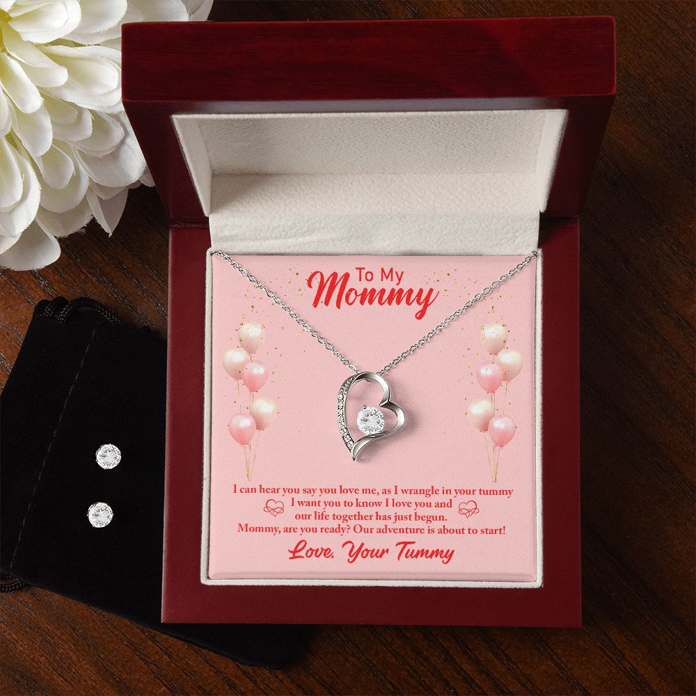 To my mommy- I can hear you Forever Love Necklace and Cubic Zirconia Earring Set