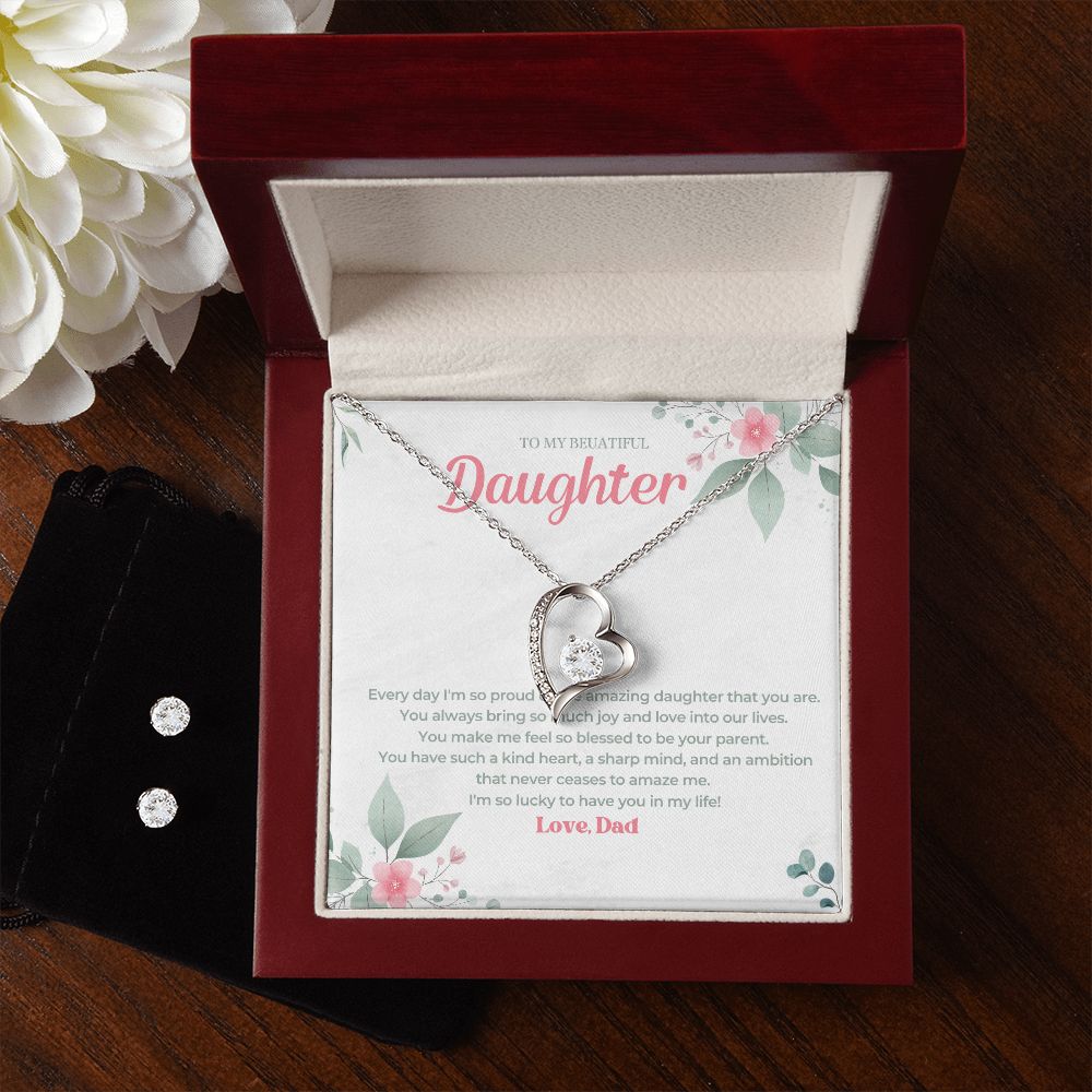 14 Forever Love Necklace and Cubic Zirconia Earring Set