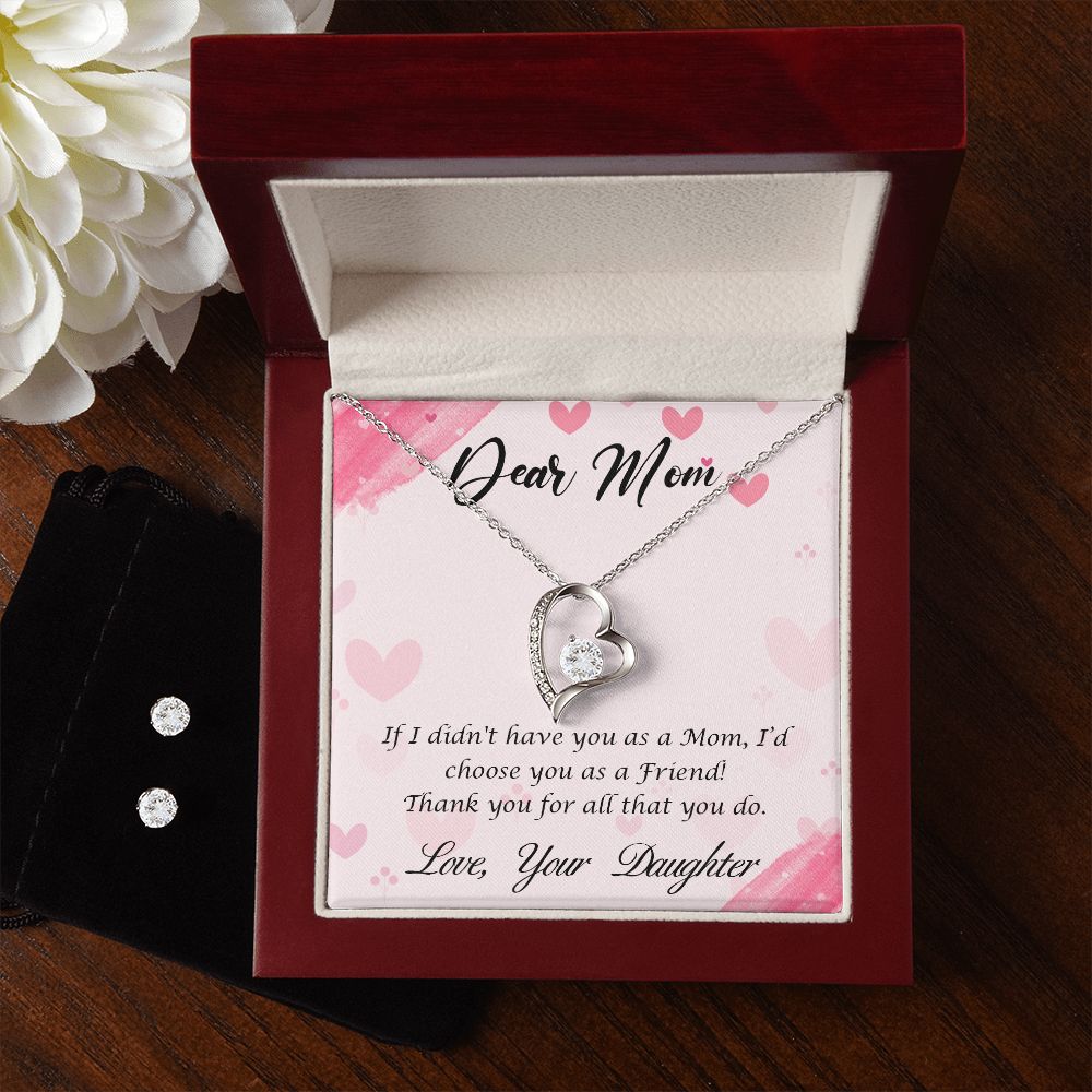 Dear Mom-Happy Mother’s Day! Forever Love Necklace and Cubic Zirconia Earring Set