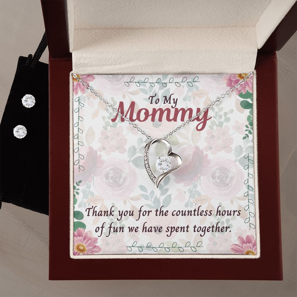 To My Mommy, Thank you for the countless hours of Fun Forever Love Necklace and Cubic Zirconia Earring Set