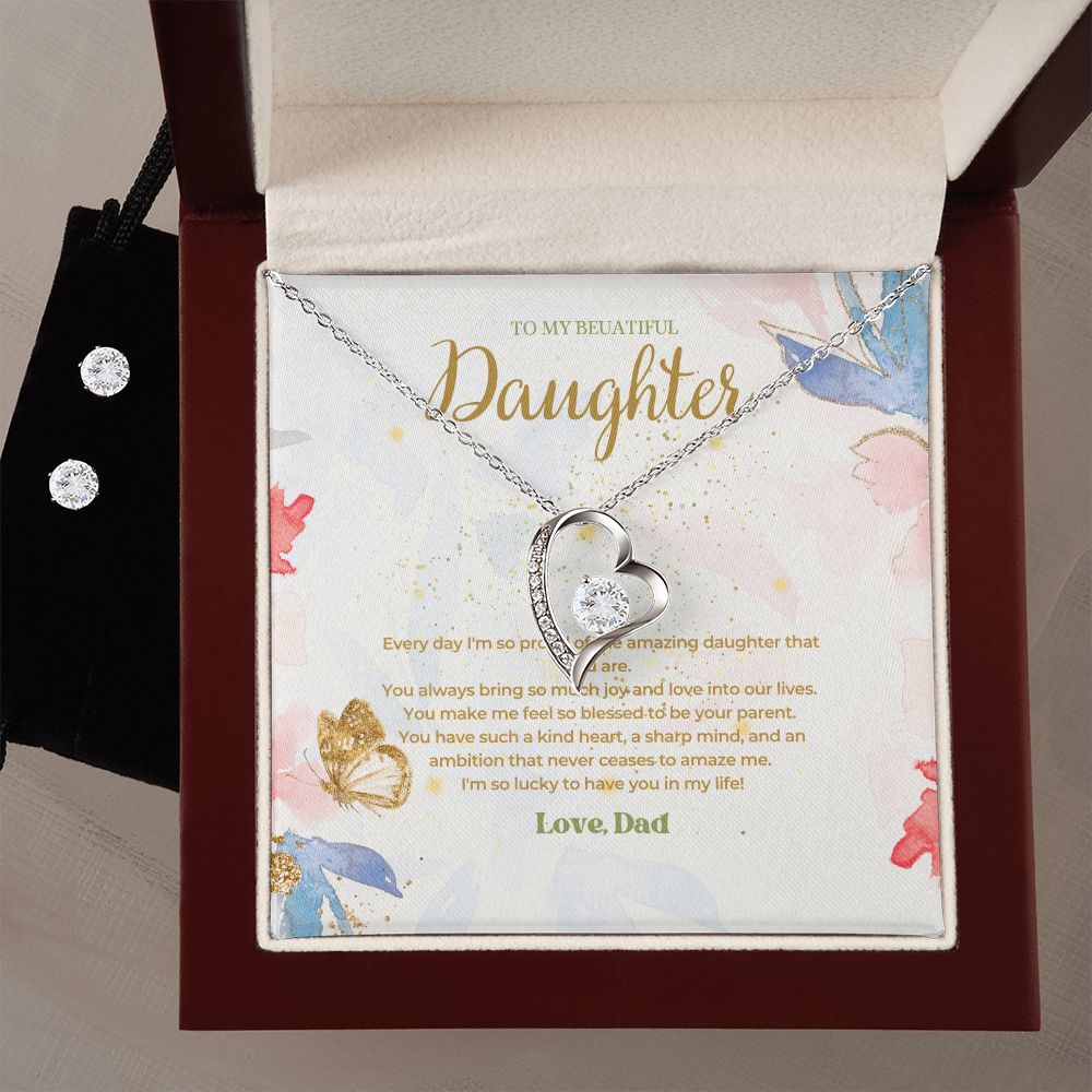 13 Forever Love Necklace and Cubic Zirconia Earring Set