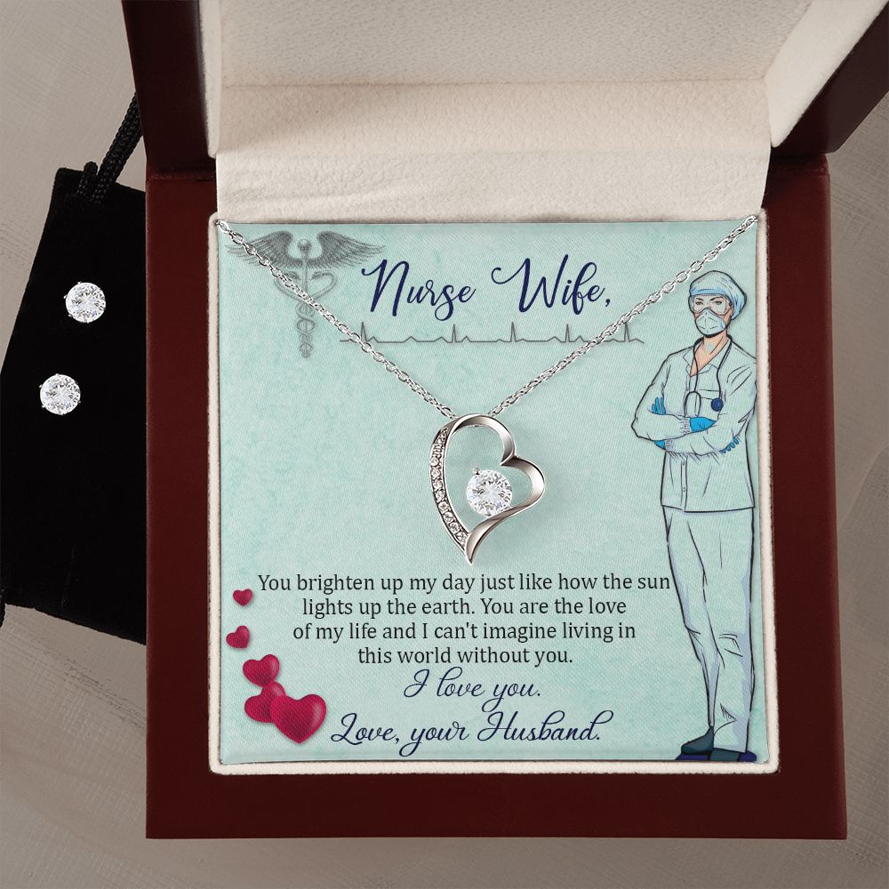 To my nurse wife Forever Love Necklace and Cubic Zirconia Earring Set