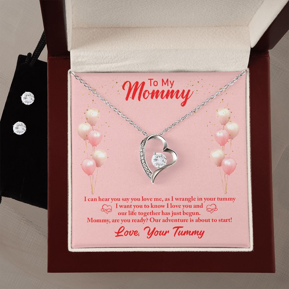 To my mommy- I can hear you Forever Love Necklace and Cubic Zirconia Earring Set