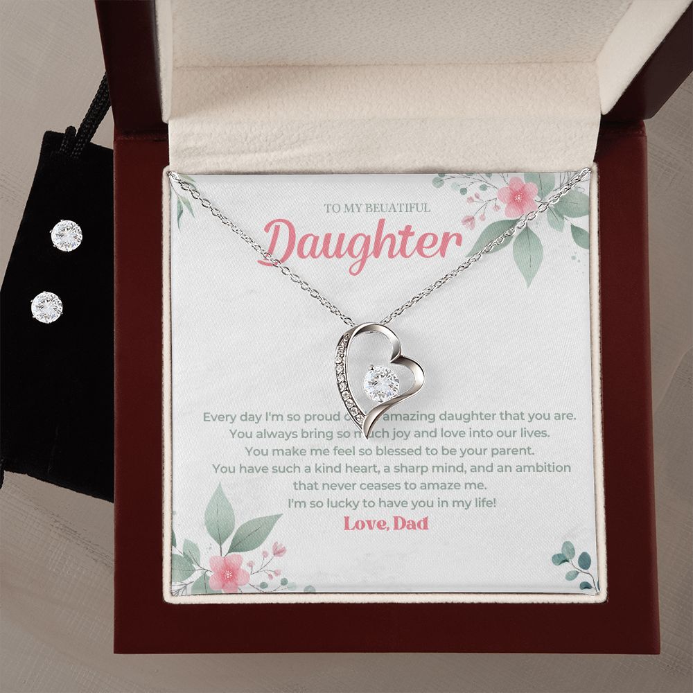 14 Forever Love Necklace and Cubic Zirconia Earring Set