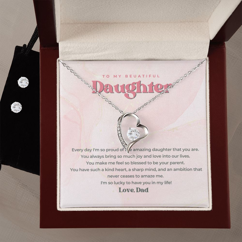 15 Forever Love Necklace and Cubic Zirconia Earring Set