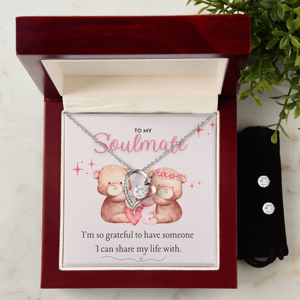 To My Soulmate I'm so grateful to have someone I can share my life with Forever Love Necklace and Cubic Zirconia Earring Set
