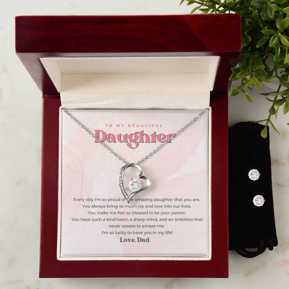 15 Forever Love Necklace and Cubic Zirconia Earring Set