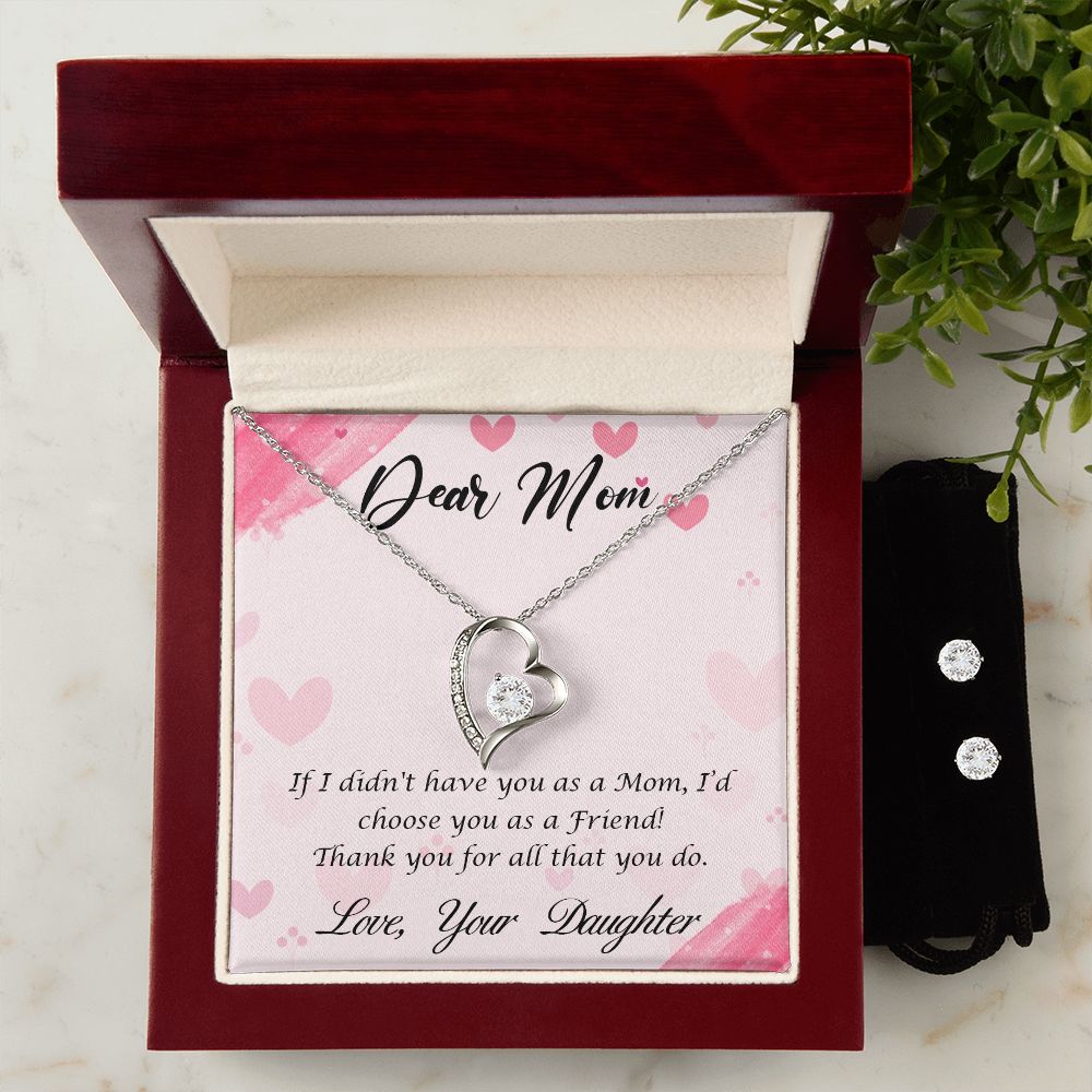 Dear Mom-Happy Mother’s Day! Forever Love Necklace and Cubic Zirconia Earring Set