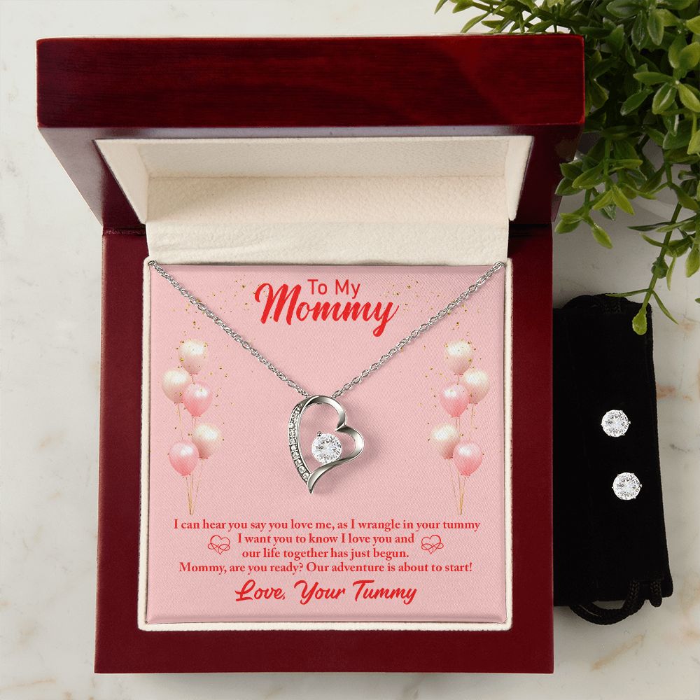 To my mommy- I can hear you Forever Love Necklace and Cubic Zirconia Earring Set