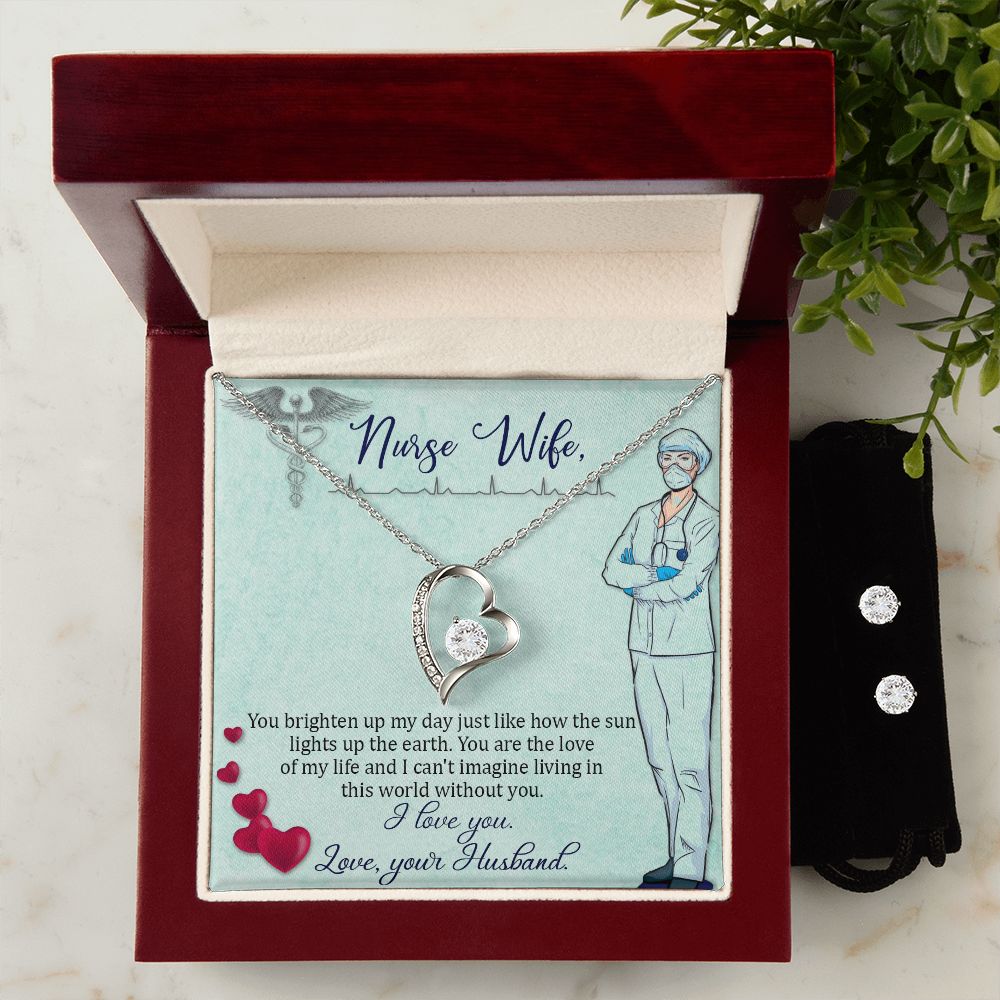 To my nurse wife Forever Love Necklace and Cubic Zirconia Earring Set