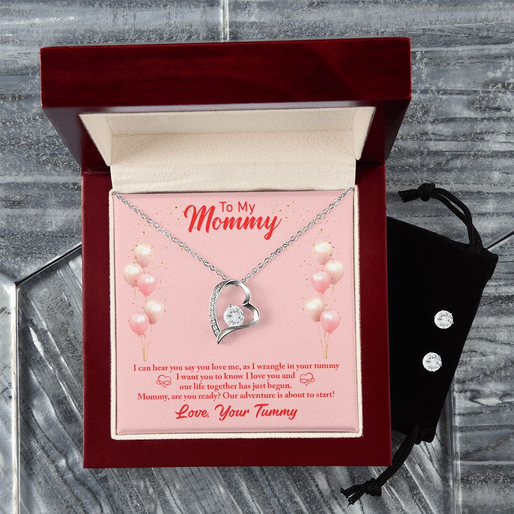 To my mommy- I can hear you Forever Love Necklace and Cubic Zirconia Earring Set