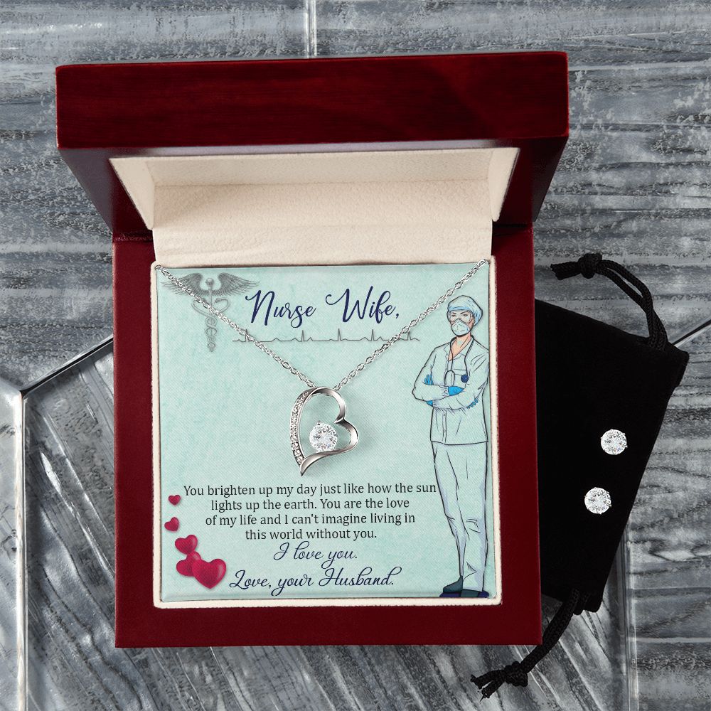 To my nurse wife Forever Love Necklace and Cubic Zirconia Earring Set