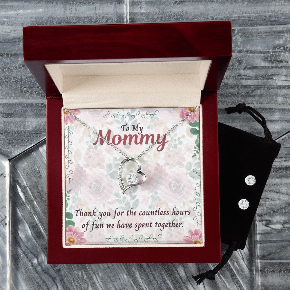 To My Mommy, Thank you for the countless hours of Fun Forever Love Necklace and Cubic Zirconia Earring Set