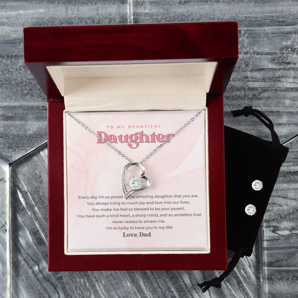15 Forever Love Necklace and Cubic Zirconia Earring Set
