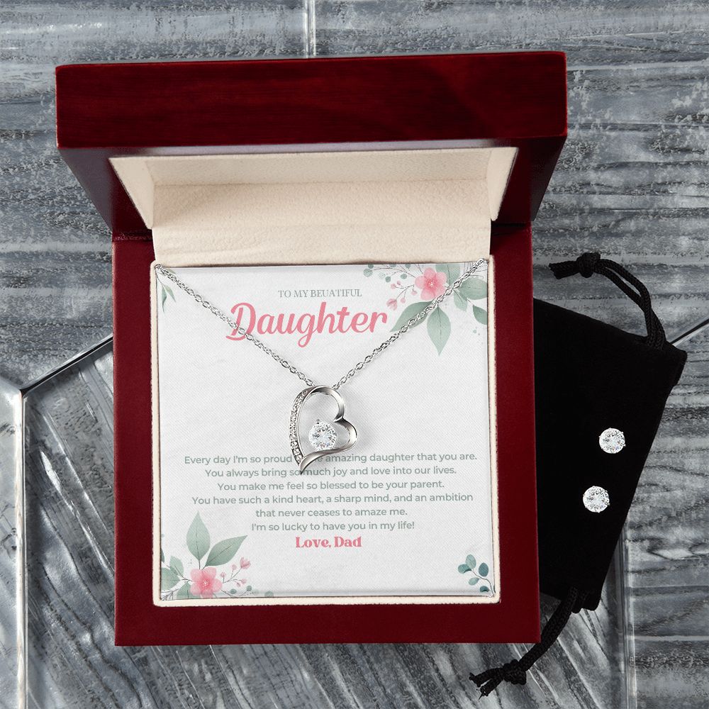 14 Forever Love Necklace and Cubic Zirconia Earring Set
