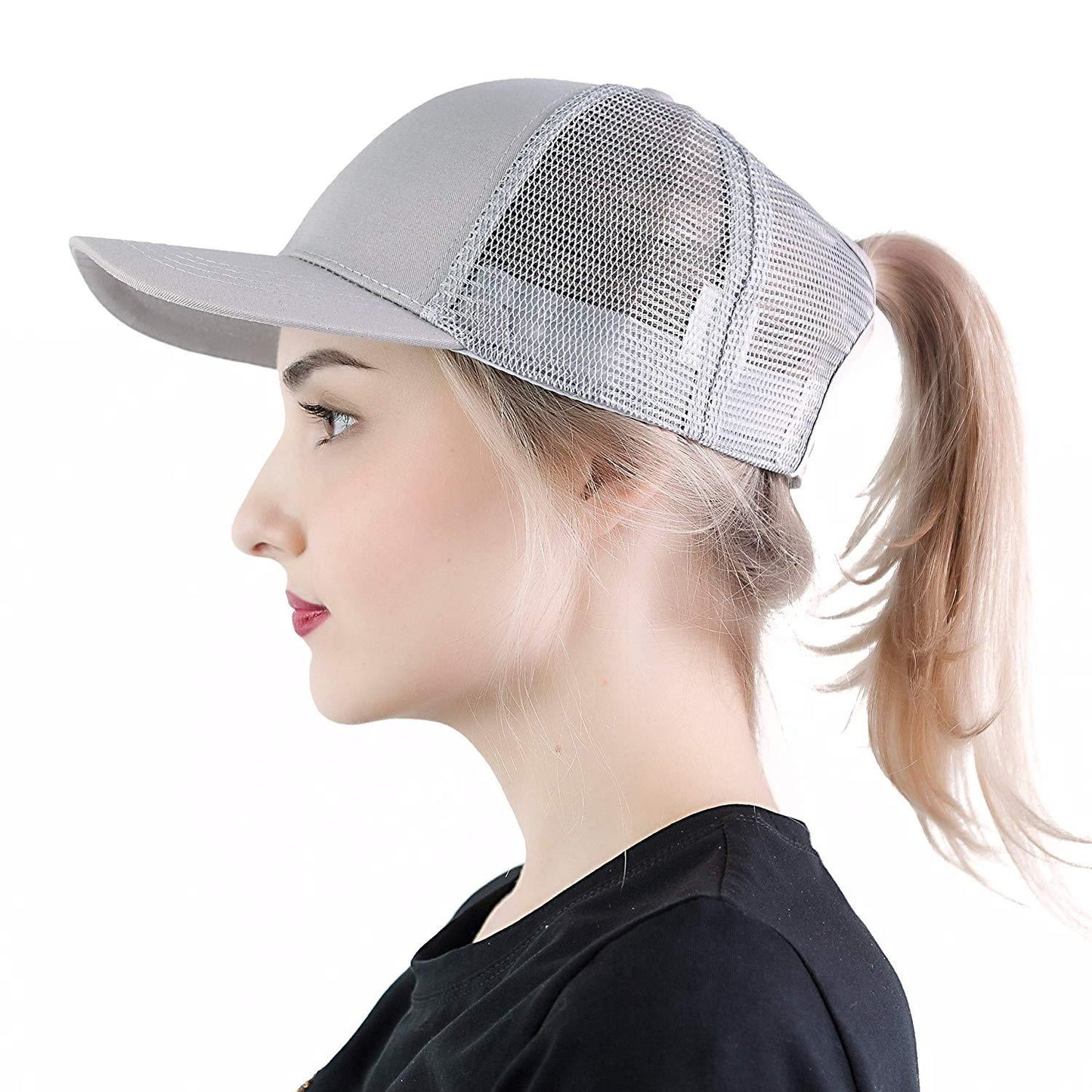 ADJUSTABLE PONYTAIL BASEBALL HAT- PONYCAP