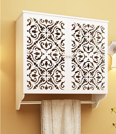 Bathroom Wall Mounted Cabinet Double Door White, 17.32 x 8.66 x 17.72 inches
