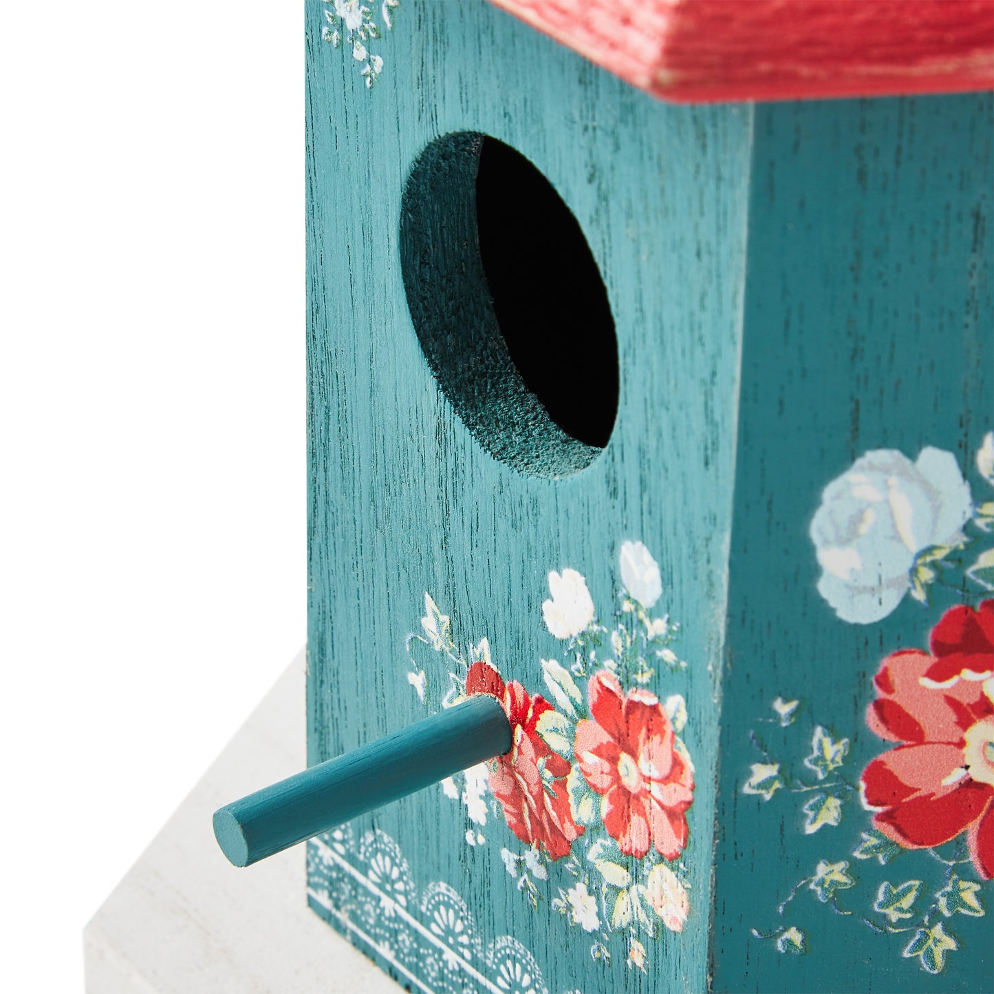 Multi-Color Vintage Floral Wood Birdhouse w/ Removable Roof
