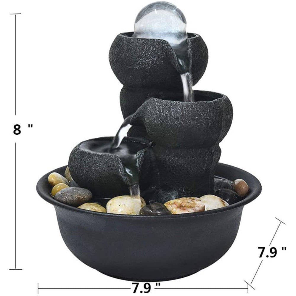 8" Indoor 3-Tier Cascading Tabletop Fountain