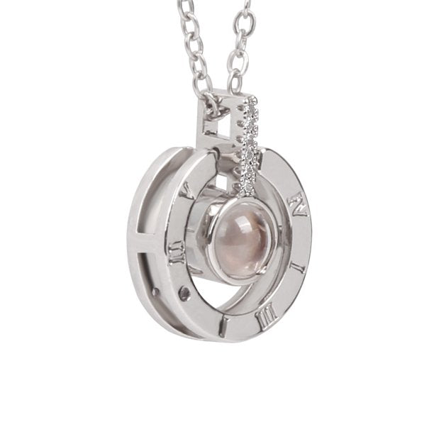 I Love You Necklace 100 Languages Heart Love Necklace Valentines Gift for Women- Silver