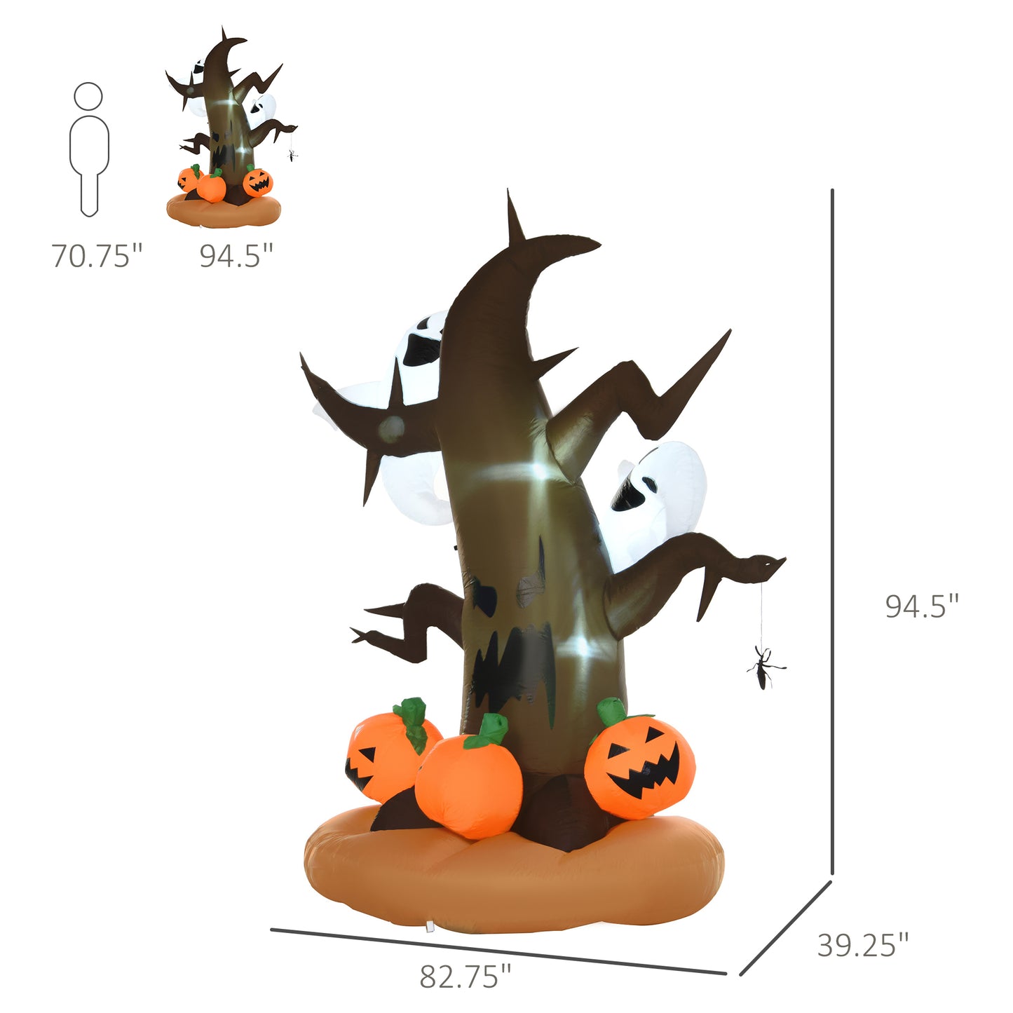 8' Inflatable LED Dead Tree for Halloween Home Decoration