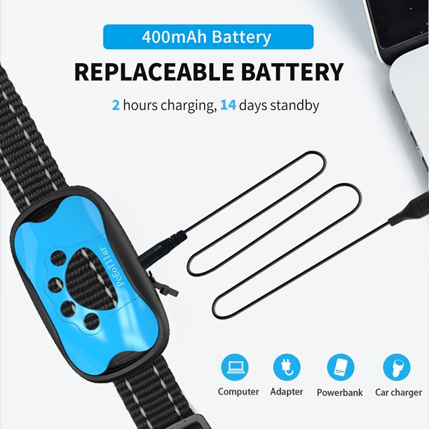 Dog Bark Collar Humane, Rechargeable Anti Barking Collar w/ 7 Adjustable Levels for Small Medium Large Dogs, Waterproof (Blue)