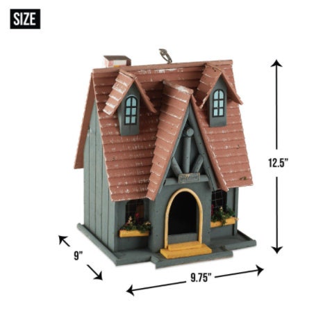 Garden Birdhouse Outdoor Welcome Sign Thatched Roof Hanging Bird Feeder 12.5"