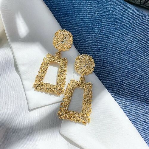 Vintage Geometric Earrings for Women Statement Earring Jewelry Carved
