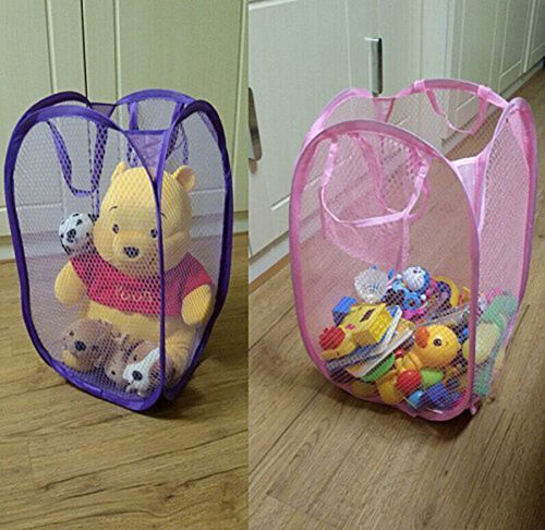 3 Pack Pop Up Folable Laundry Basket Mesh Hamper Washing Clothes Bag Storage Bin