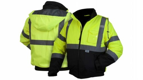 HIGH VISIBILITY Hi-Vis Insulated Bomber Safety Jacket Winter Coat