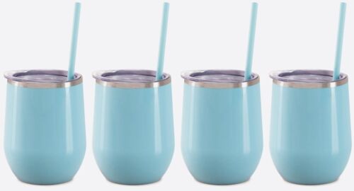 4 pack Bev Steel Stemless Wine Tumbler, 12 oz | Double Wall Vacuum Insulated