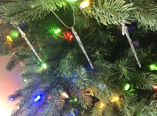 Clear Glass Icicle Ornaments Christmas Tree Decoration Set of 24