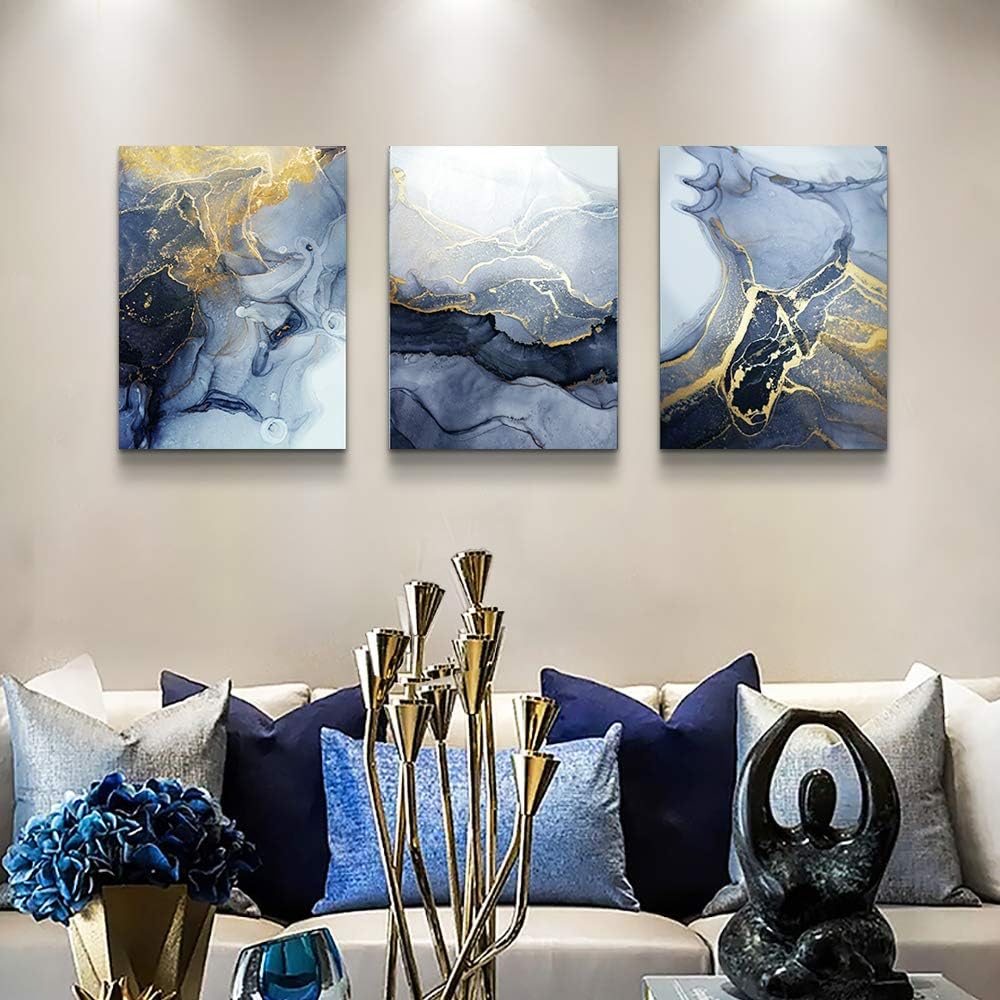 Abstract Wall Decor for Living Room Bedroom Wall Art Paintings Abstract Ink painting Wall Artworks Hang Pictures for Office Decoration, 12x16 inch/Piece, 3 Panels Bathroom Home Decorations Posters