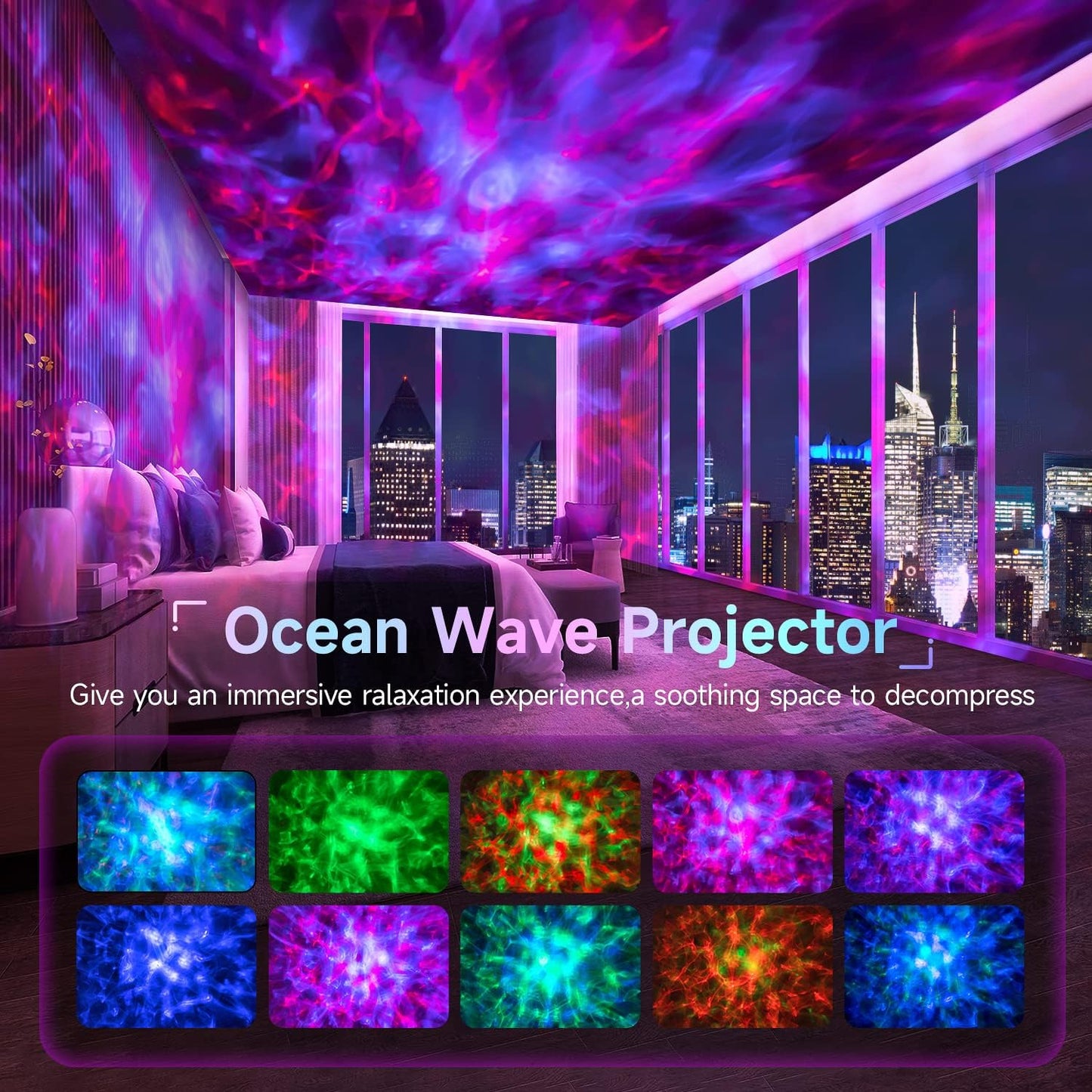 One Fire Galaxy Projector,Night Light Projector Star Projector Bedroom Ocean Wave Projector Kids White Noise Music Bluetooth Starlight,Star Projector Lamp Ceiling Timer Sensory Led Adults Gift Room