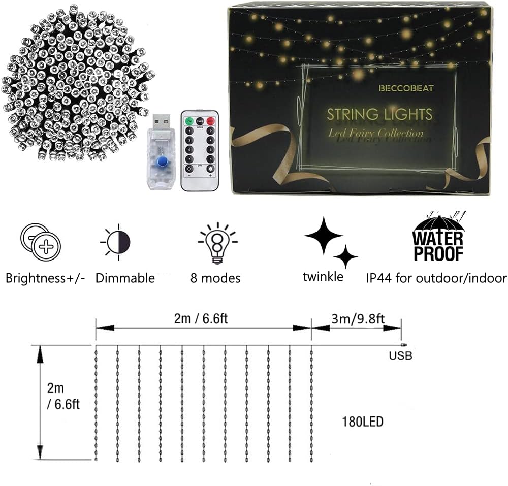 Curtain Lights for Bedroom Wall Light Up Curtains Led String Lights Turquoise Teal Blue Lavender Lilac Purple Twinkle Hanging Fairy Lights Unicorn Mermaid Kawaii Sanrio Teen Room Decor for Girls