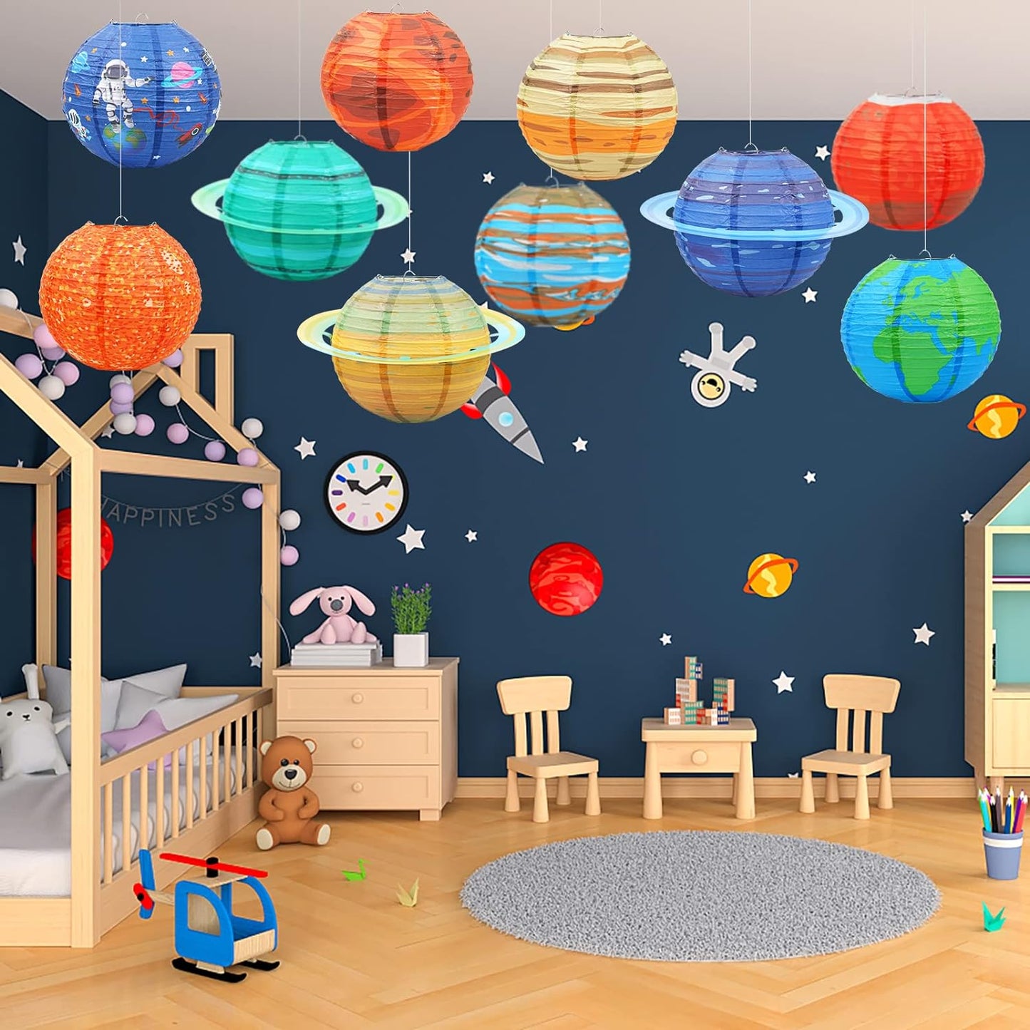 Planet Paper Lanterns, 10 PCS Outer Space Party Decorations, Solar System Planets Lantern for Kids Space Theme Party Birthday Room Decorations （10 Inch）