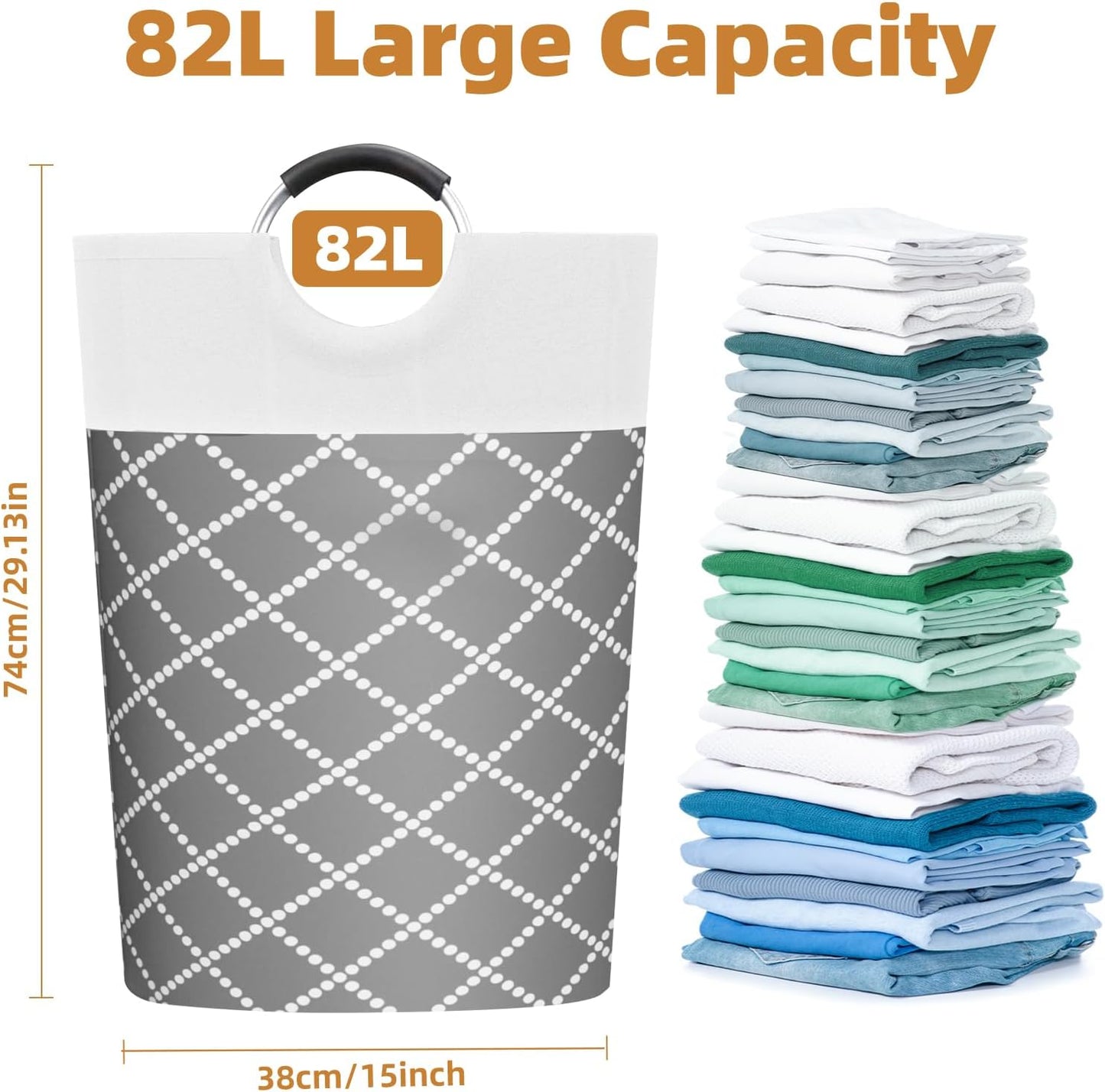 Laundry Basket, 2-Pack 82L Waterproof Laundry Hamper, Collapsible Laundry Bag with Comfortable Handle, Large Capacity Storage