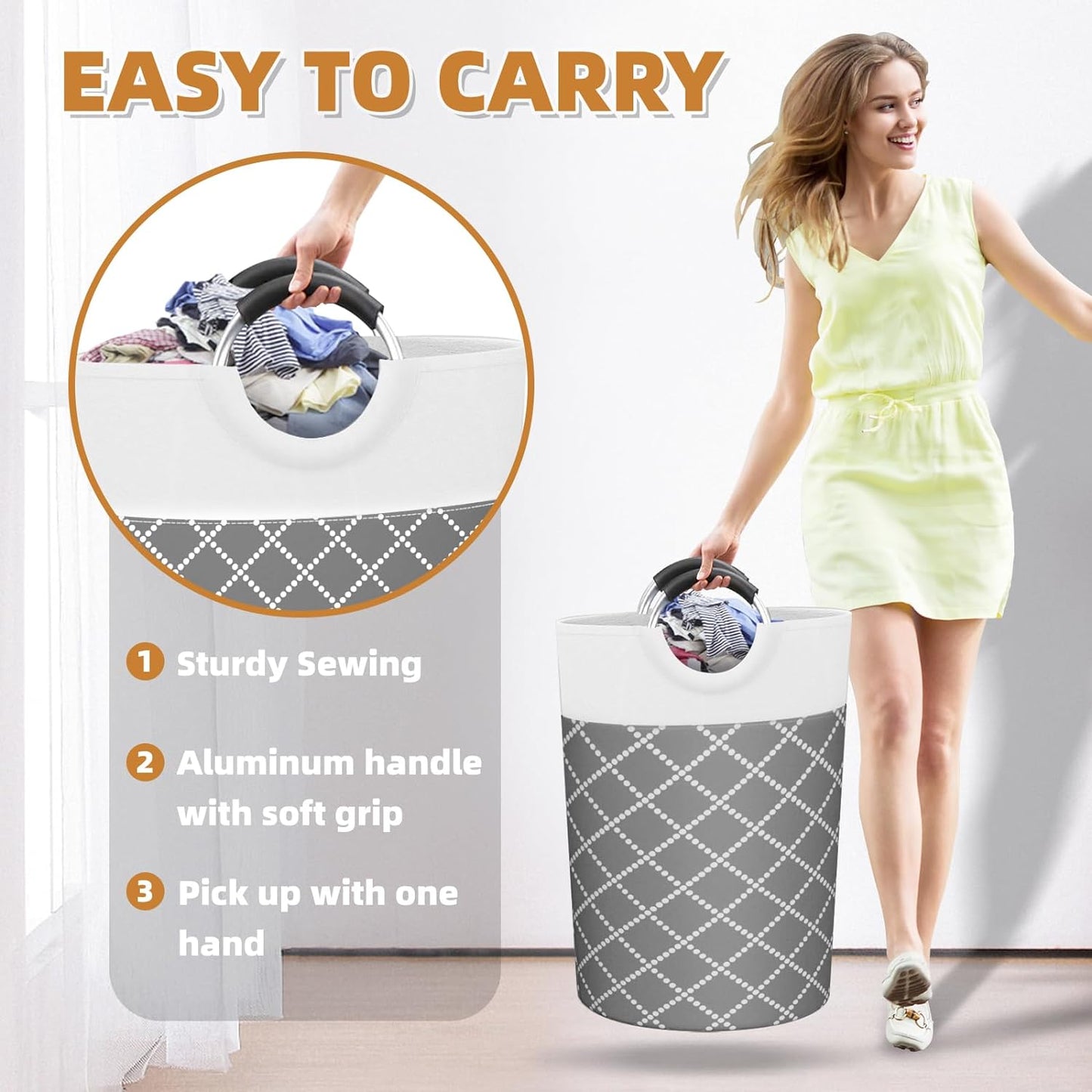 Laundry Basket, 2-Pack 82L Waterproof Laundry Hamper, Collapsible Laundry Bag with Comfortable Handle, Large Capacity Storage