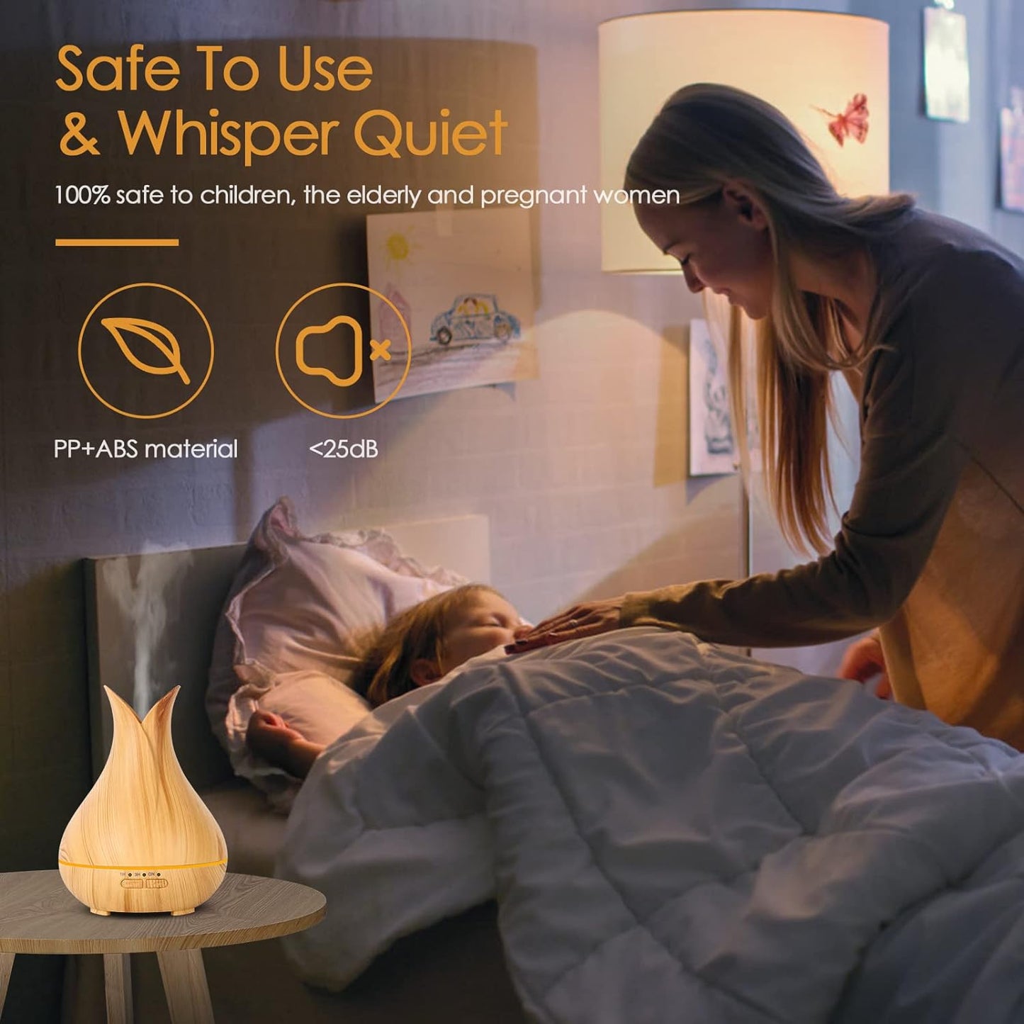 Essential Oil Diffuser with 6 Essential Oils Set, 150ml Small Cute Aroma Diffuser with 15 Color LED Light&3 Times, Ultra-Quiet Aromatherapy Diffusers for Home Bedroom(Wood)