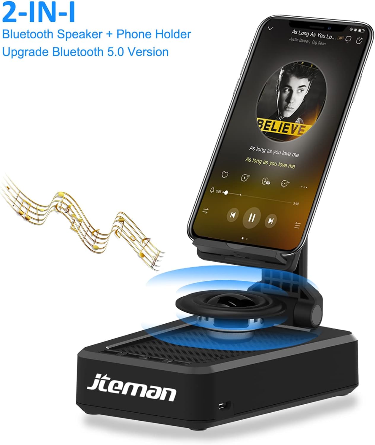 Cell Phone Stand with Wireless Bluetooth Speaker and Anti-Slip