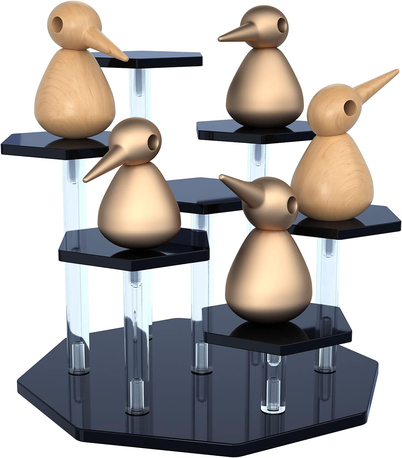 Acrylic Display Stand for Figures, Collectibles, Toys and Dolls, Jewelry, Action Figures Collection Organizer Holder, Collectibles Stand, Cosmetic Items Risers, 7-Tier. (Black)