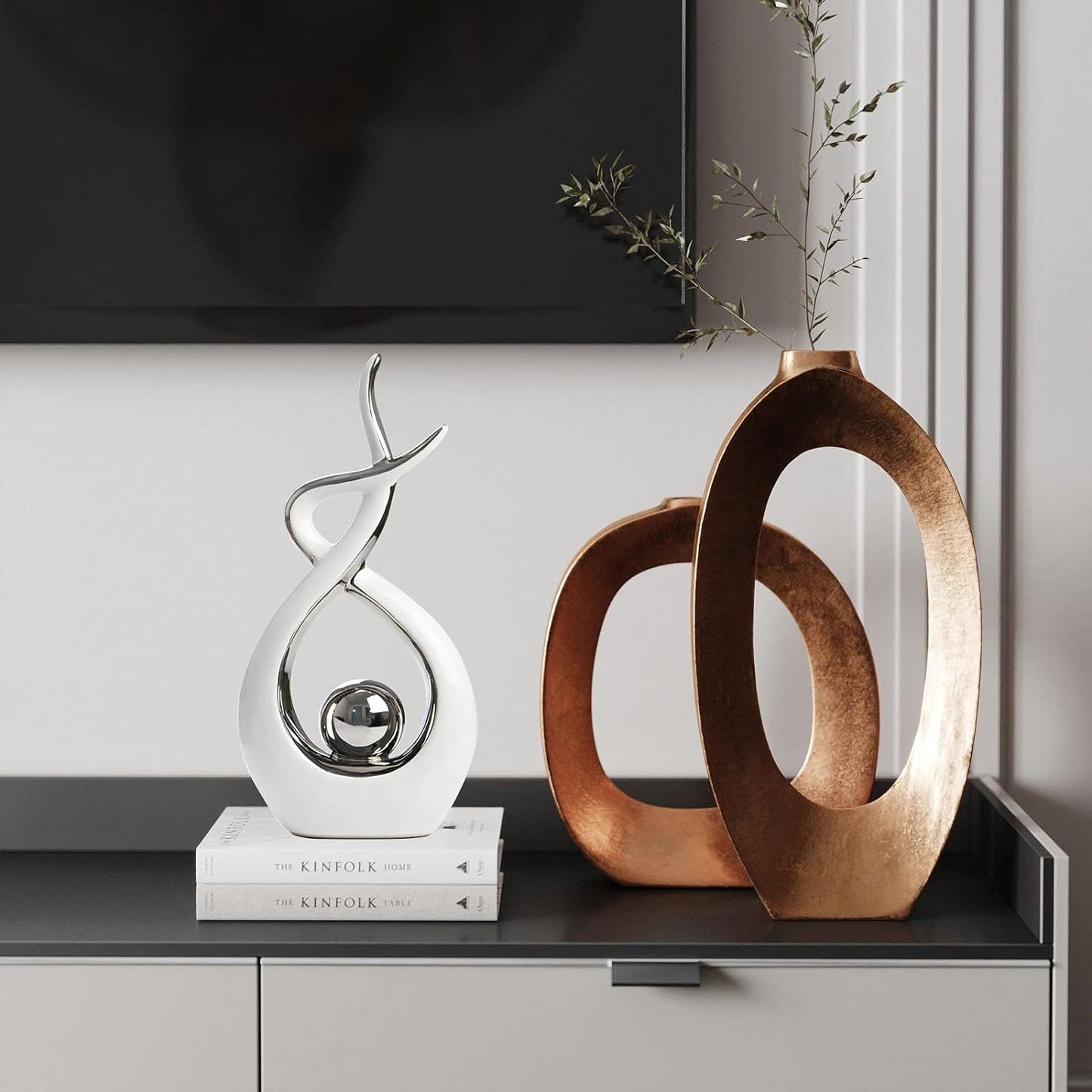 Home Decor Modern Abstract Art Ceramic Statue Table Decorations for Dining Room Living Room Office Centerpiece