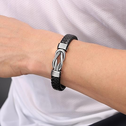 Black Braided Leather Bracelets Gifts for Man