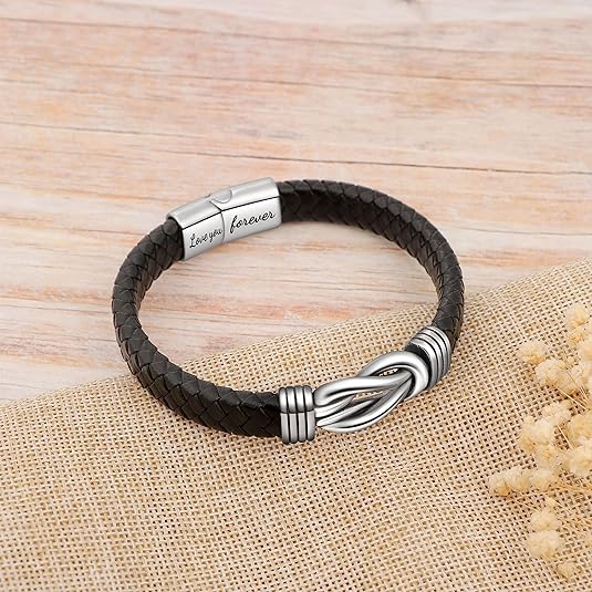 Black Braided Leather Bracelets Gifts for Man
