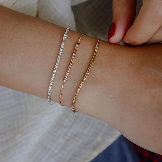Inspirational Morse Code Bracelets for Women Silver Beads Jewelry Encouragement Mantra Gifts for Her